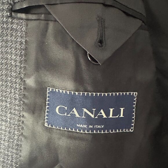 Canali Suit Sports Jacket Coat Mens 46L Cupro Wool Plaid Check Houndstooth Italy - Picture 7 of 11